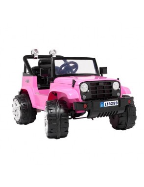 LEADZM LZ-5299 Small Jeep Dual Drive Battery 12V7Ah * 1 with 2.4G Remote Control Pink