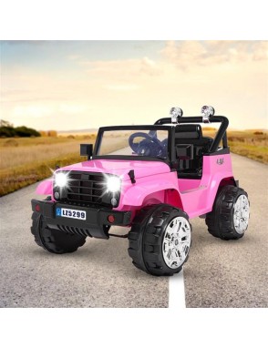 LEADZM LZ-5299 Small Jeep Dual Drive Battery 12V7Ah * 1 with 2.4G Remote Control Pink