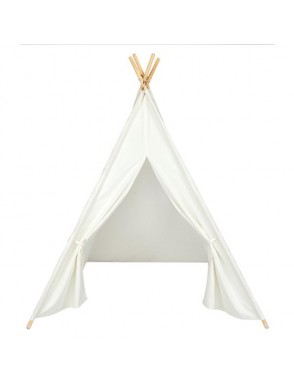 4pcs Wooden Poles Teepee Tent for Kids Raw White