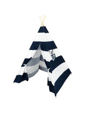 4pcs Wooden Poles Teepee Tent for Kids Navy Blue and White Stripes