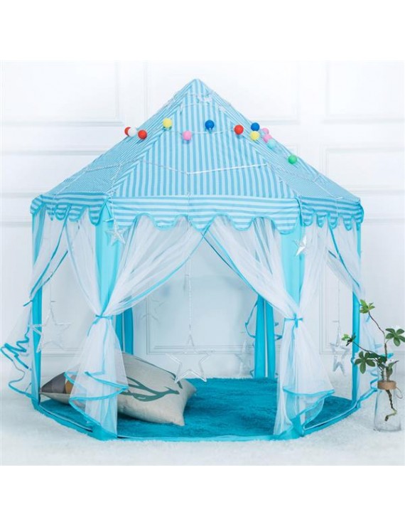 1.4m Diameter 210T Pongee Princess Castle Play House Large Outdoor Kids Play Tent for Girls Blue