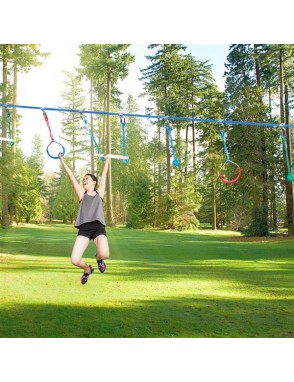 [US-W]Slackline Bar Kit Outdoor Tree Hanging Obstacles Line Accessories Play Set Blue