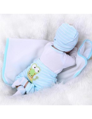 22" Mini Cute Simulation Baby Toy in Crocodile Pattern Clothes Blue