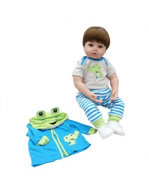24" Beautiful Simulation Baby Girl Reborn Baby Doll in Frog Dress