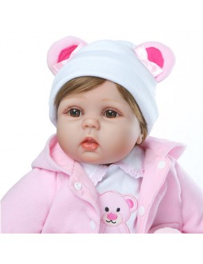 22" Beautiful Simulation Baby Girl Reborn Baby Doll in Bear Dress