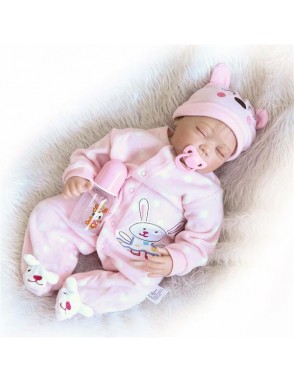 [US-W]Fashionable Lovely Play House Toy Simulation Baby Doll with Clothes Pink Size 22"