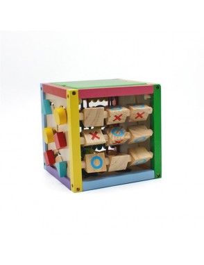 8 x 8 Inch Wooden Learning Bead Maze Cube 5 in 1 Activity Center Educational Toy Multicolor