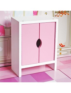 [US-W]Large Children's Wooden Dollhouse Kid House Play Pink with Furniture
