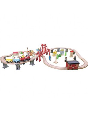 70pcs Wooden Train Set Learning Toy Kids Children Fun Road Crossing Track Railway Play Multicolor